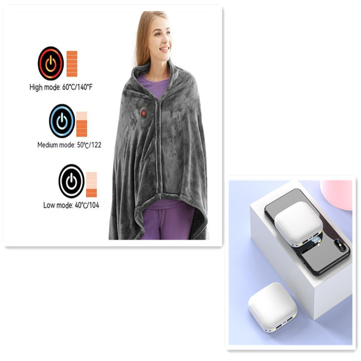 Winter Flannel Heated Blanket Cold Protection Body Warmer Usb Heated Warm Shawl Electric Heated Plush Blanket