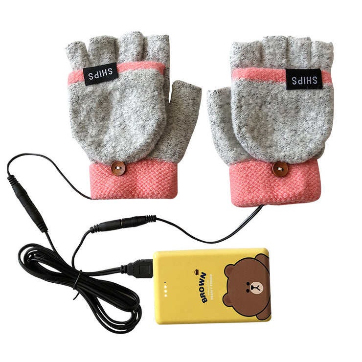 USB Electrically Heated Gloves Half Finger Gloves Indoor Outdoor